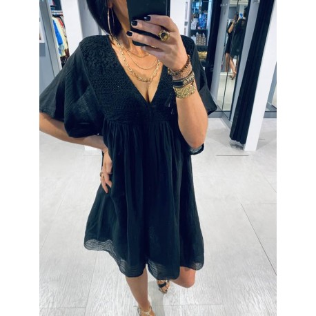 Robe en Gaz de Coton Noire