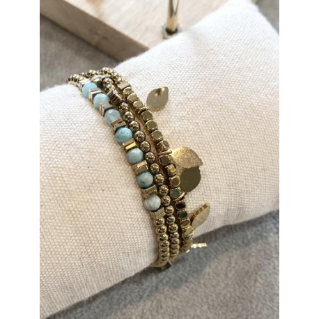 Bracelet multi rangs turquoise