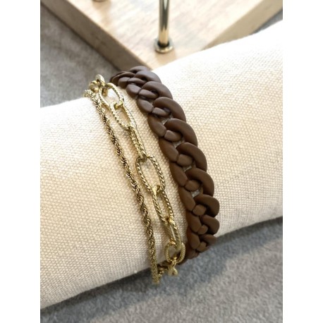 Bracelet Acier inoxydable chainettes camel