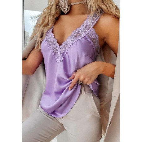 Top dentelle Lilas