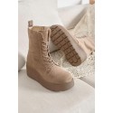 Bottines compensées beige