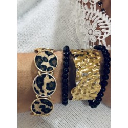 Bracelet elastique rond leopard