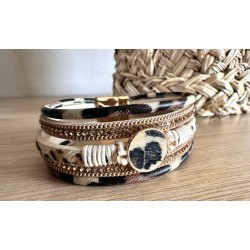 Bracelet multi rangs leopard