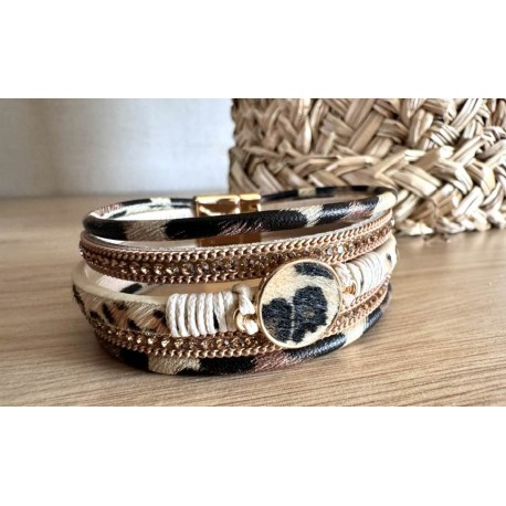 Bracelet multi rangs leopars