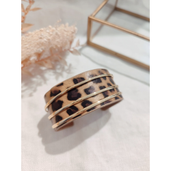 Bracelet manchette leopard