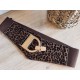 Ceinture élastque leopard camel