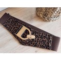 Ceinture élastque leopard camel