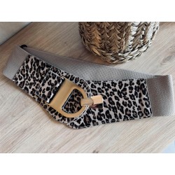 Ceinture élastque leopard beige