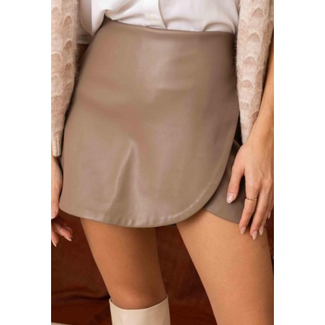 Jupe short Taupe simili Ombeline