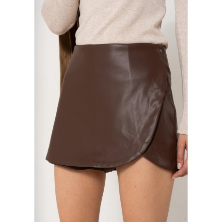 Jupe short choco simili Ombeline