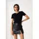 Jupe short noire simili fendu