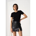 Jupe short noire simili fendu