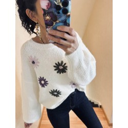 Pull Fleurs Parme