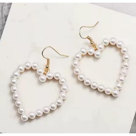 Boucles coeur perles