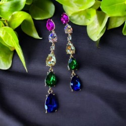 Boucles pendantes Strass multi